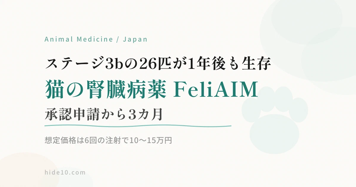Featured image of post 猫の腎臓病薬「FeliAIM」、承認申請から3カ月\u3000ステージ3b26匹が1年後も生存